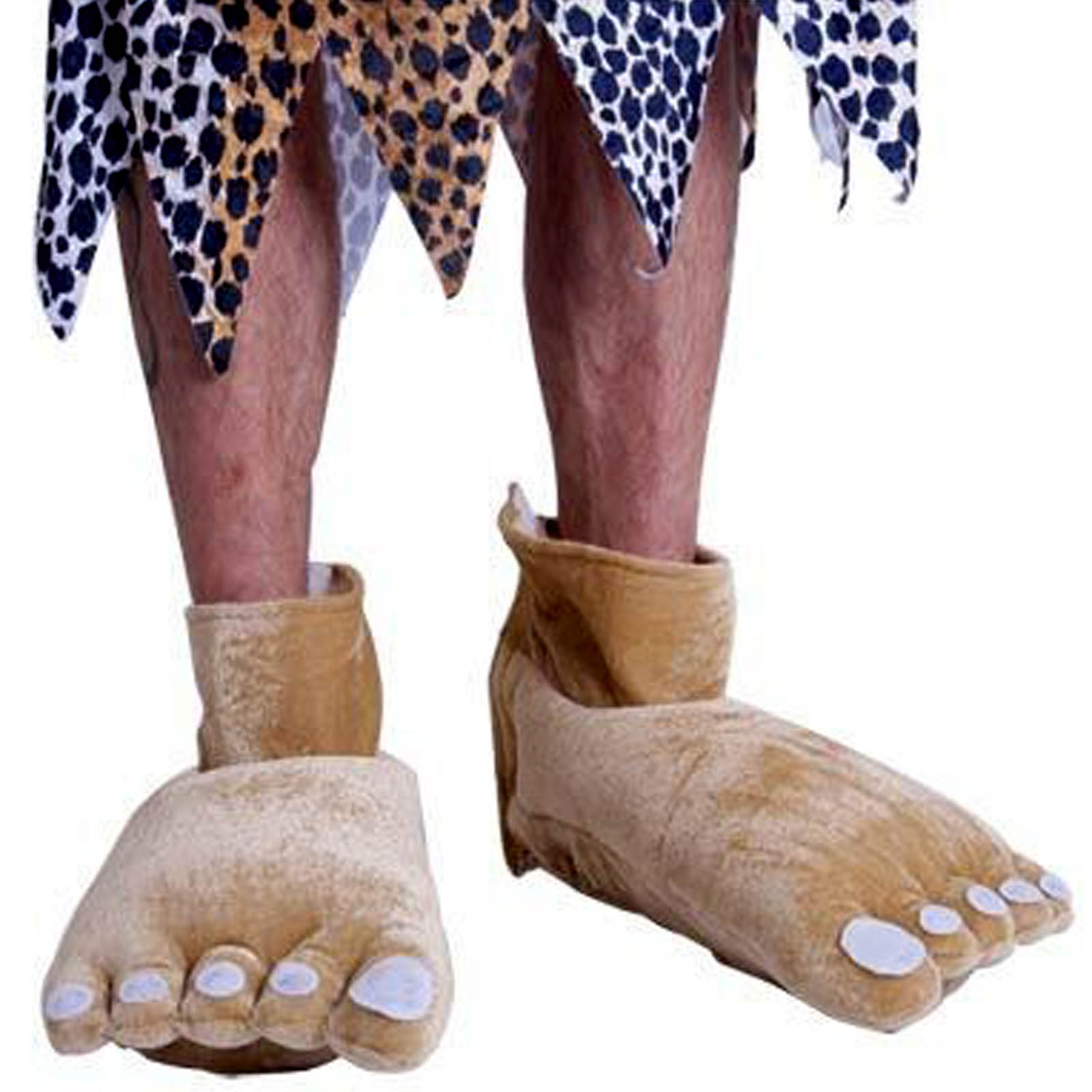 Caveman Costume Set Mens Stone Age Tunic Club Wig Beard Feet Covers