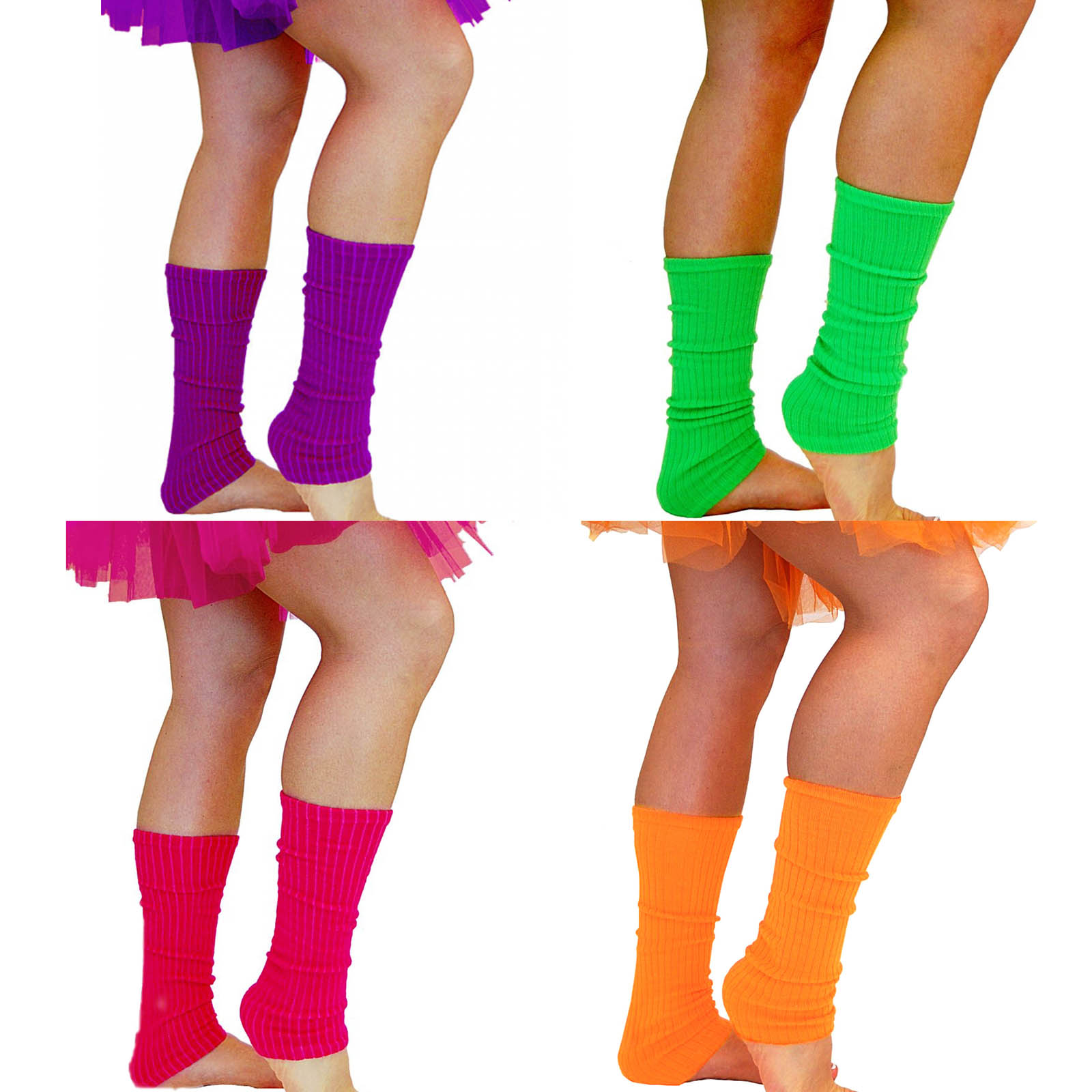 Leg Warmers Ribbed 1980s Costume Fluoro Neon Green Orange Cerise Pink Purple eBay