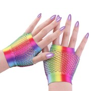 Short Fishnet Gloves - Rainbow