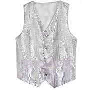 Silver Sequin Vest with Snap Closure - Adult 