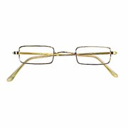 Square Santa Glasses Gold Rim Clear Lenses