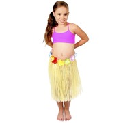 Hawaiian Hula Skirt with Flowers (Pale Yellow) - Child