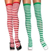 Leg Avenue Thigh High White Striped Stockings