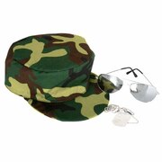 Military Costume Accessory Set - Camo Cap, Glasses & Dog Tags