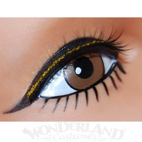 Black False Eyelashes - Gold Glitter Lid Line