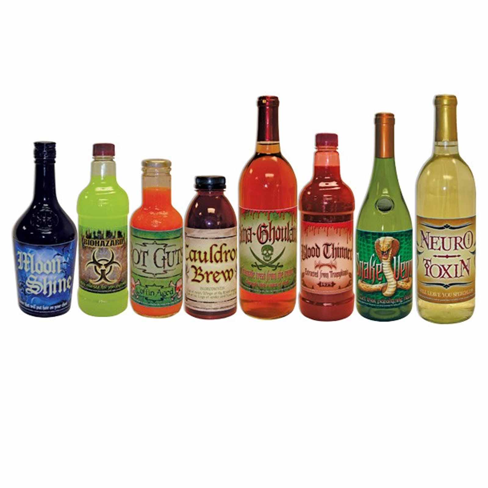 Scary Halloween Bottle Labels - 8 Piece