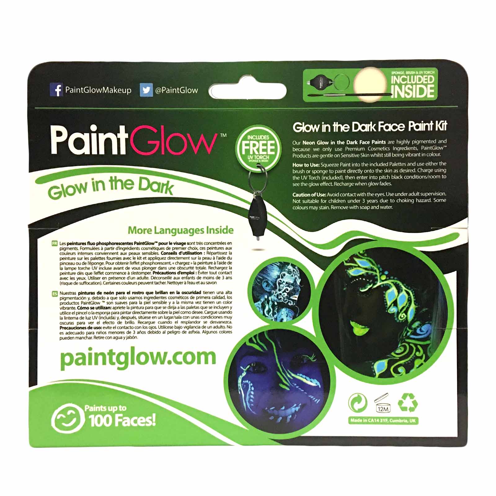 PaintGlow Glow In The Dark Face & Body Paint Kit - GS08