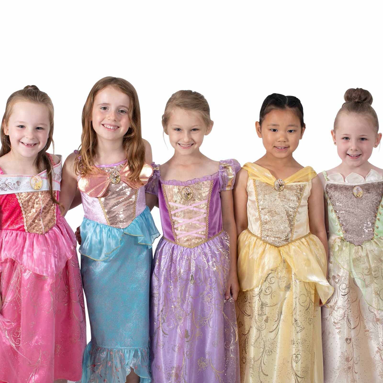Belle Ultimate Princess Costume Child Disney Glitter Dress Gold Print Fairytale - Picture 10 of 20
