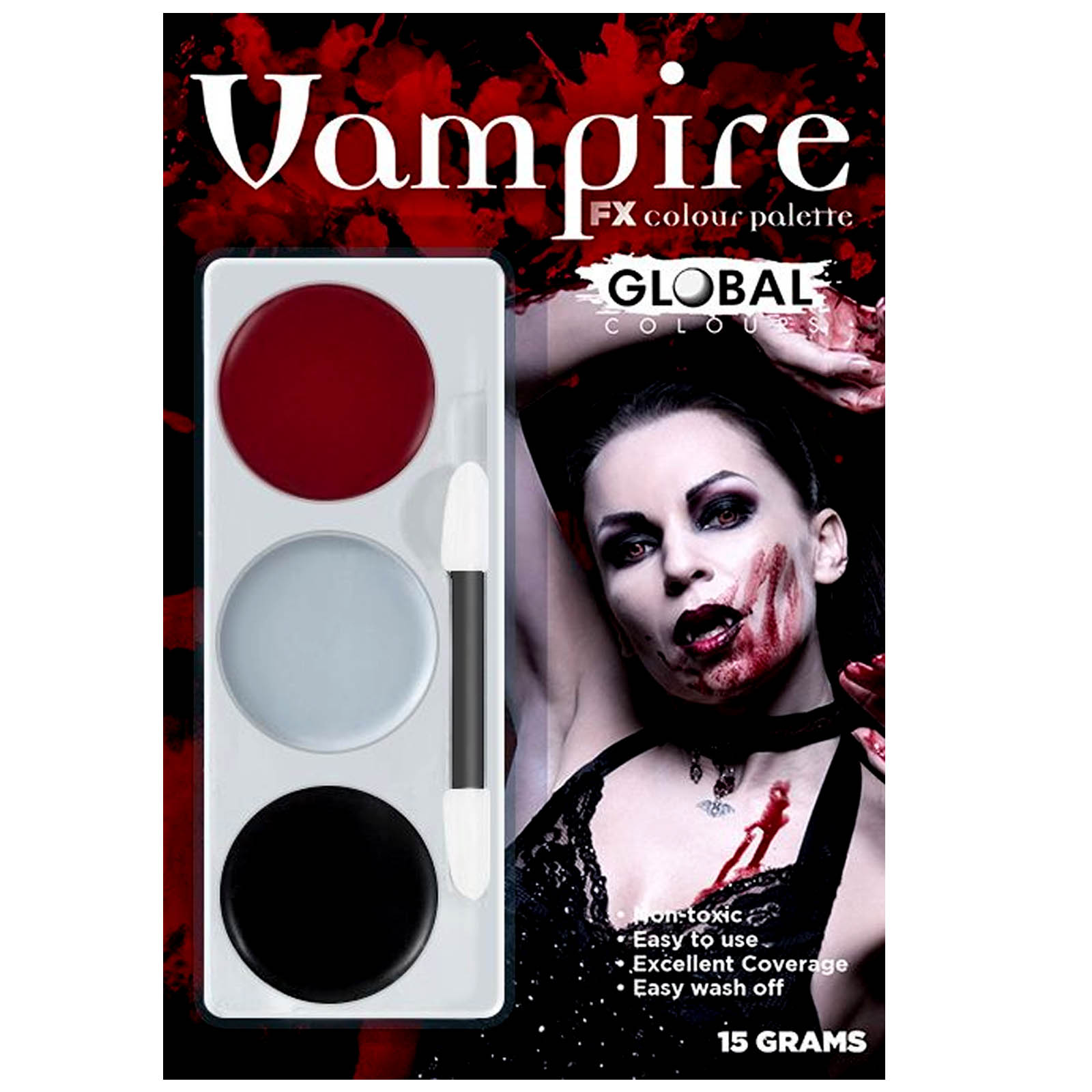 Vampire Facepaint Makeup Palette Halloween Global Tri-Colour White ...