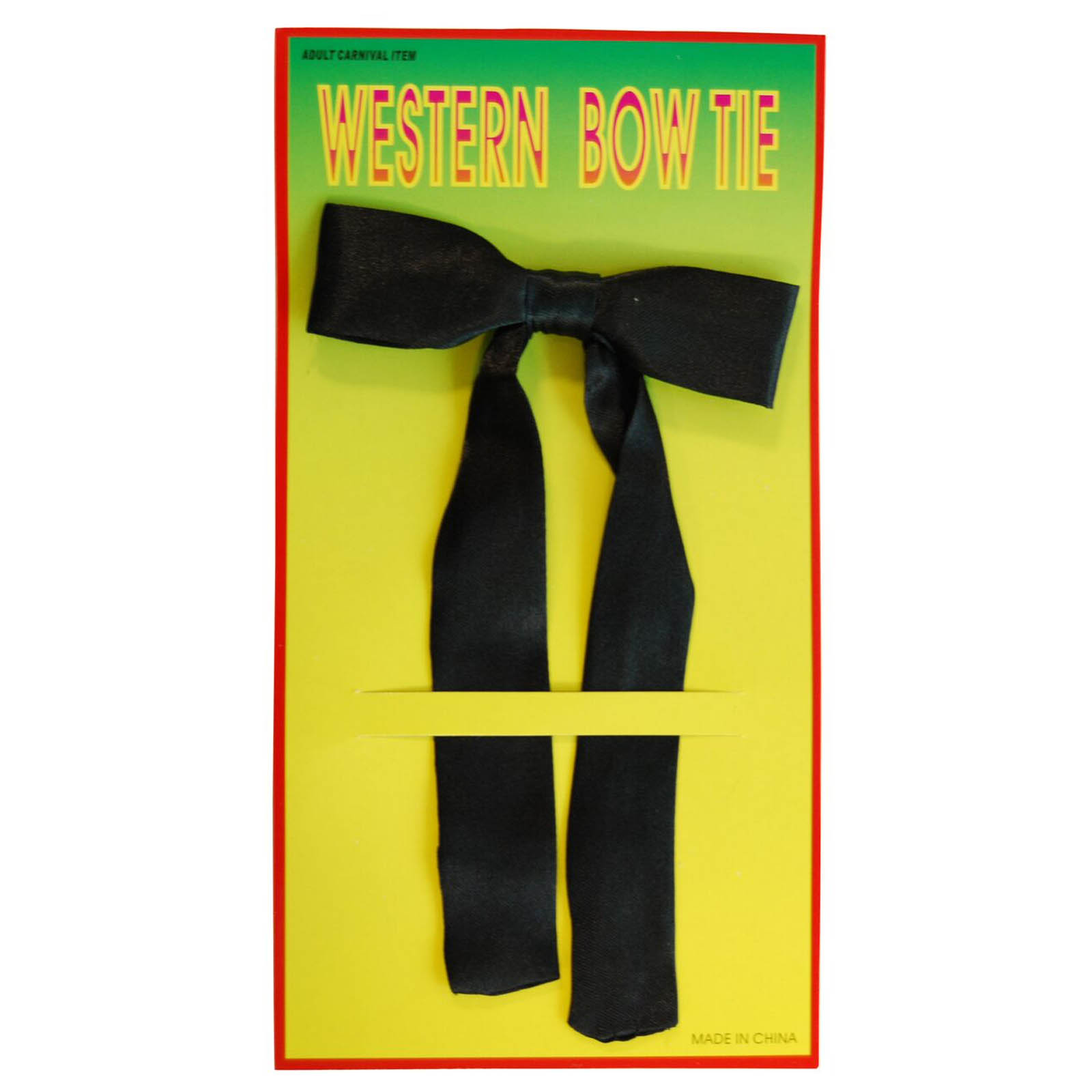 Western Bow Tie Black Ribbon on Clip Mens Fancy Dress Accessory Cowboy