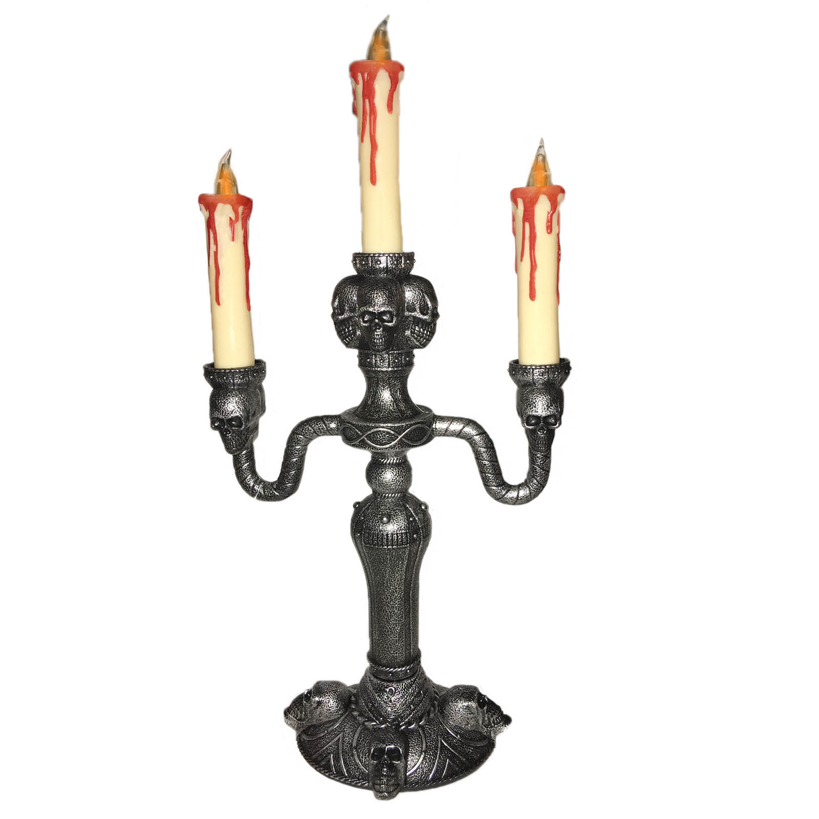 Skull Candelabra with LED Flames