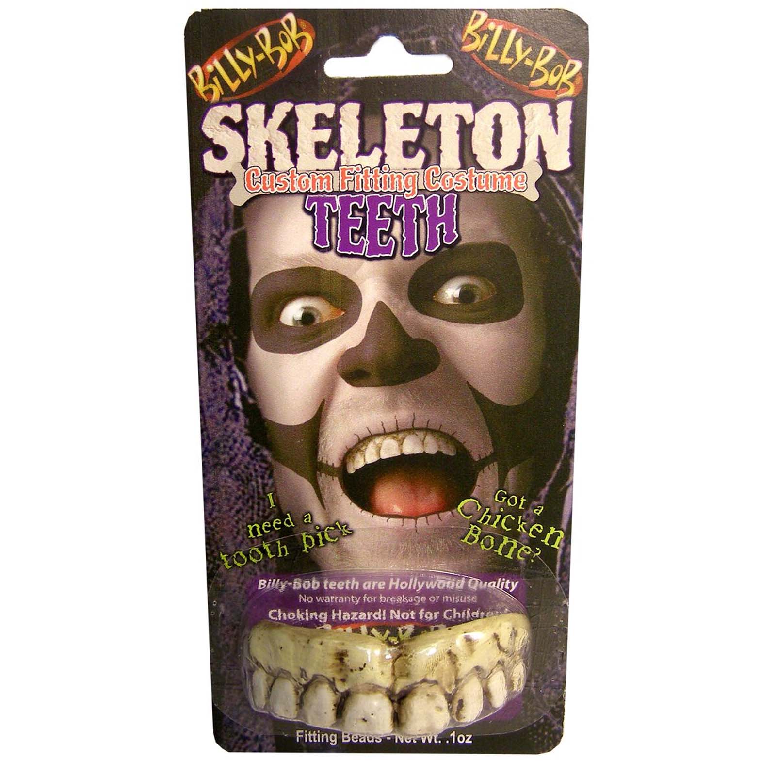 Skeleton Deluxe Teeth Billy Bob Halloween Fancy Dress Costume Zombie
