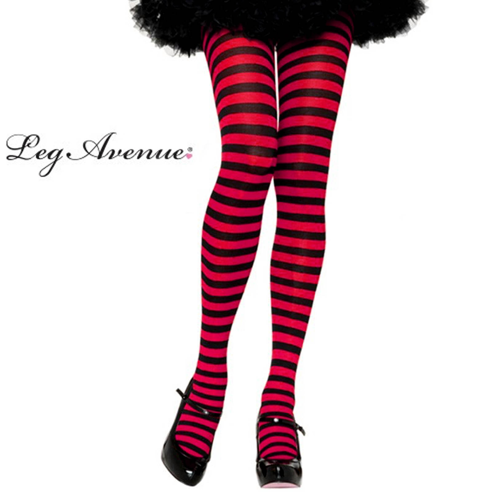 Tights - Adult - Stripe Tights - Black & Red