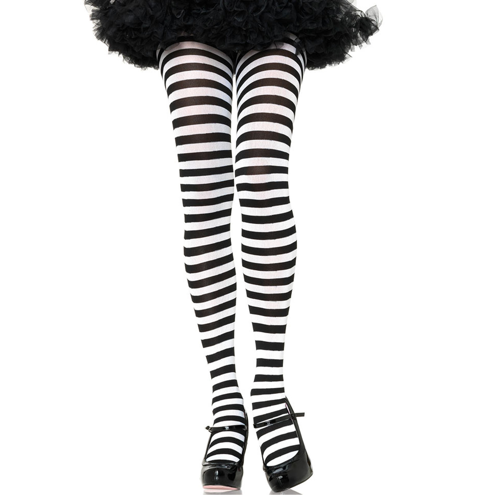 Tights Adult Stripe Tights Black White