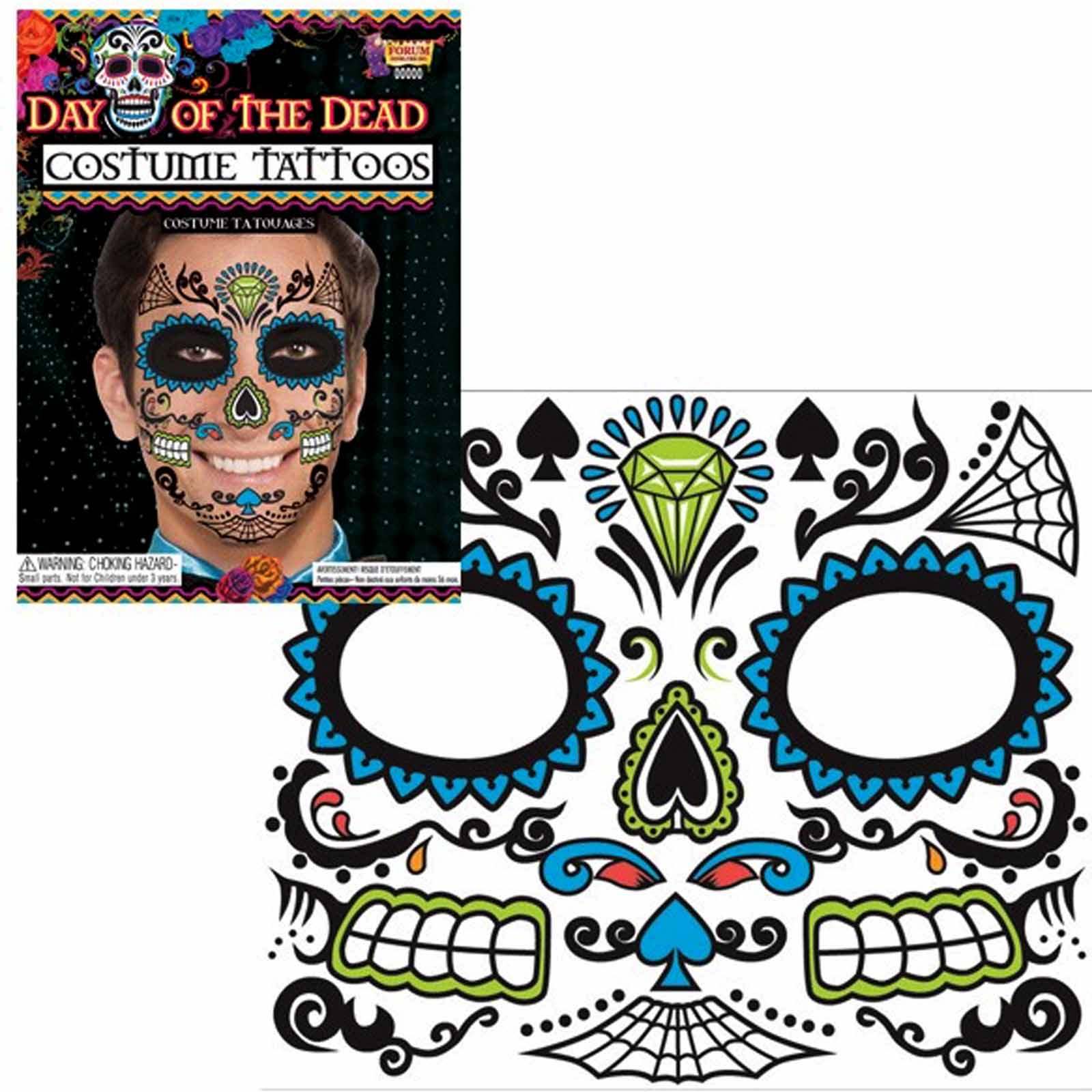 Day of the Dead Face Mask Temporary Tattoo Transfer Halloween Sugar Skull  Mexico  eBay