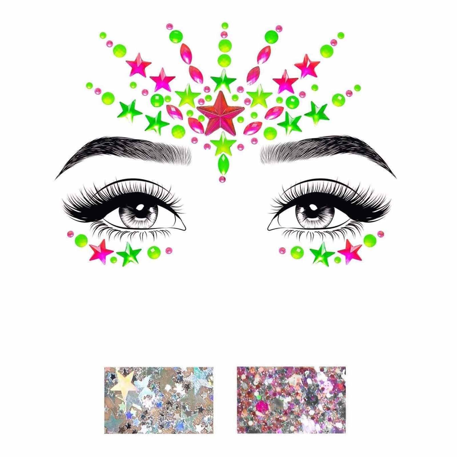 Neon green face jewels deals