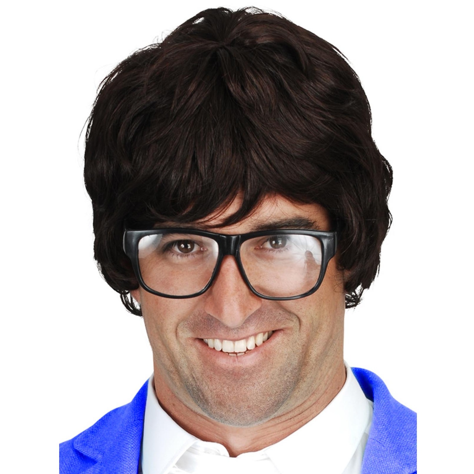 Short Brown Mens Wig Austin Powers Shaggy Shagadelic Geek