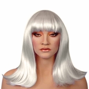 Cleo Platinum White Wig with Fringe