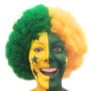 Green & Gold Afro Wig with Stars