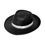 Black Fedora Hat with White Band (Feltex)