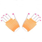 80s Short Fingerless Fishnet Gloves - Orange