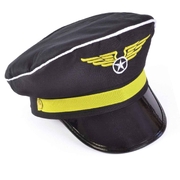 Airline Pilot Hat - Black with Wings Emblem