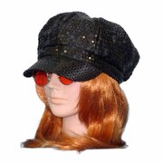 Black Sequin GoGo Cap - Adult