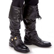 Black Lace Up Pirate or Santa Boot Covers - Adult