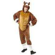 Horse Furry Hooded Jumpsuit Costume - Adult