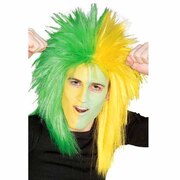Sport Fanatic Green/Yellow Wig - Adult