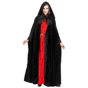 Black Velvet Hooded Cloak - Adult