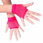 Short Fishnet Gloves - Neon Pink