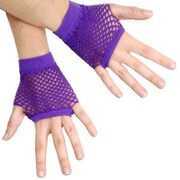 Short Fishnet Gloves - Neon Purple