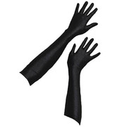 Gloves - Black Satin Long
