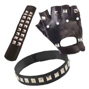 Punk Accessories Set - Glove, Choker & Wrist Cuff