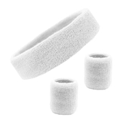 White Sweat Wristbands & Headband Set - Adult One size