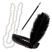 20s Flapper Set - Headband, Necklace & Cigarette Holder