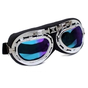 Steampunk Aviator Goggles - Black/Silver Rim