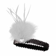 20s Flapper Sequin Headband - White/Black