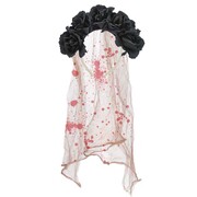 Black Rose Headband with Veil