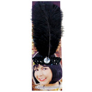 20s Sequin Headband with Feather - Black