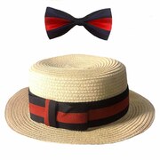 Boater Hat & Bow Tie Set