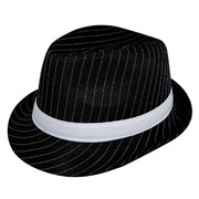 Pinstripe Gangster Hat - Black