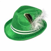 Green Oktoberfest German Hat with Feathers