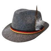 Grey Oktoberfest German Hat with Feather