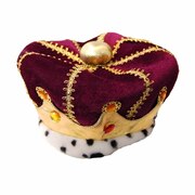 Plush Dark Red Royal Crown Hat - Adult