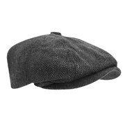 London Street Newsboy Flat Cap - Grey Herringbone