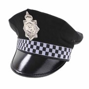 Police Hat UK Style with Check Strip - Adult