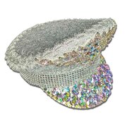 Festival Hat - White with AB Jewels & Sequins