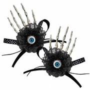 Death Grip Skeleton Hair Clips (Black) - 1 x Pair